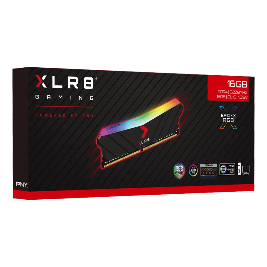 Memoria RAM PNY XLR8 RGB DDR4 16GB 3200MHz CL16 Negra